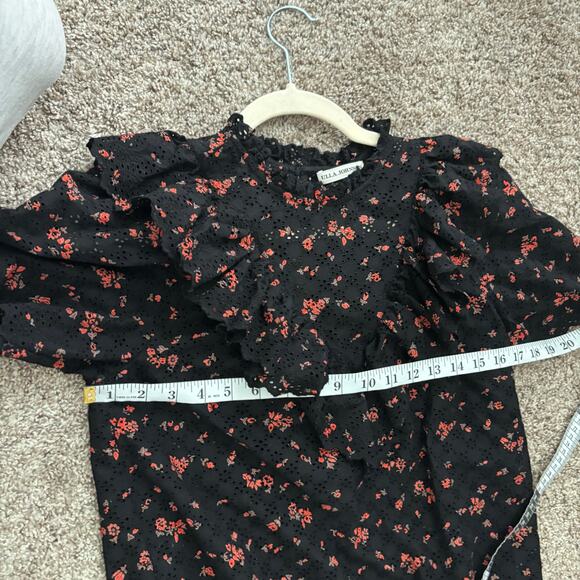 EUC Ulla Johnson Choux Eyelet Blouse Ruffled Noir Sz 2 Floral Romantic - Picture 8 of 11